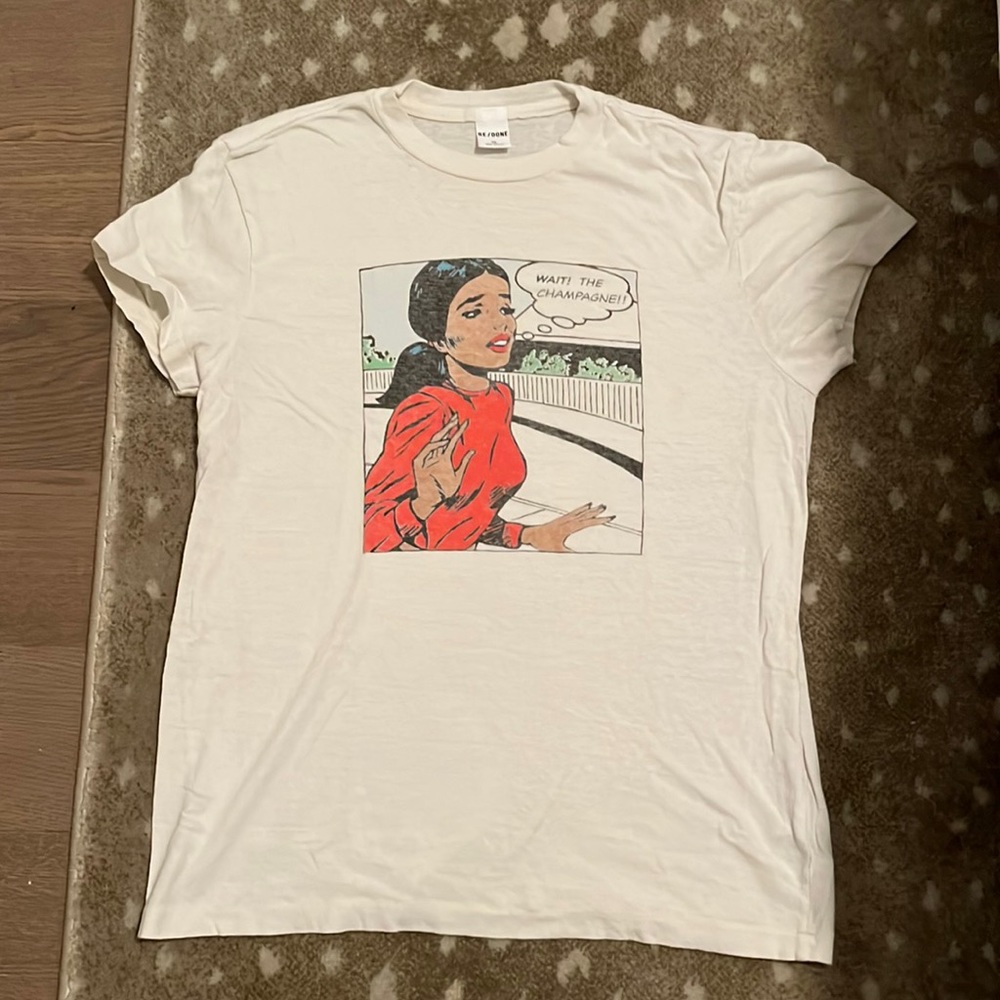 RE/DONE Graphic Tee: Wait The Champagne 70’s Loose Tee